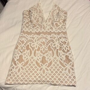 Tobi White Lace Backless Dress